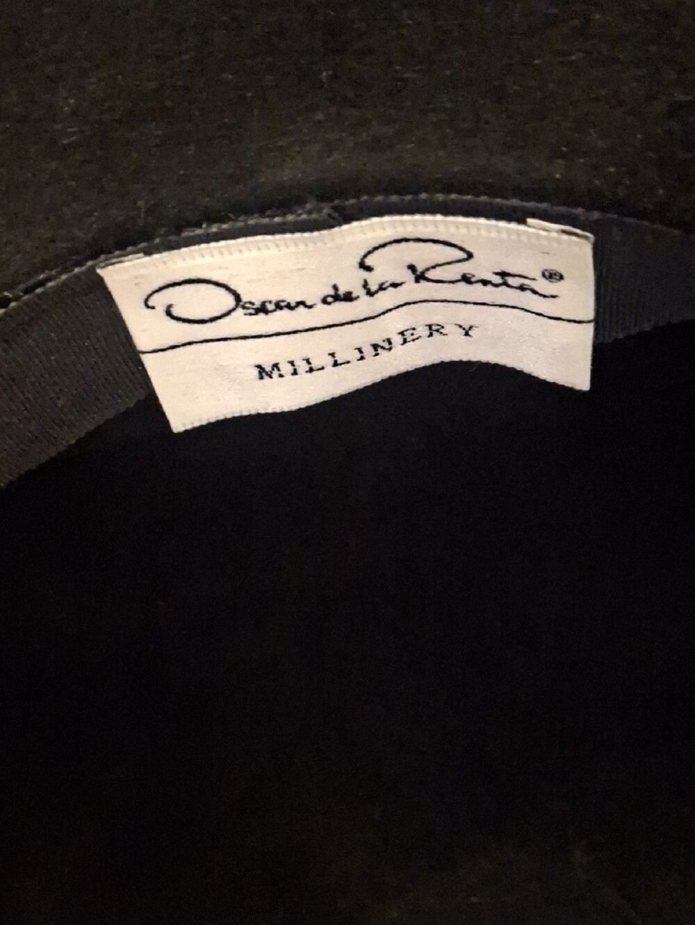 Oscar de la Renta Black Wide-Brim Felt Hat with Leather Trim - Picture 2 of 6